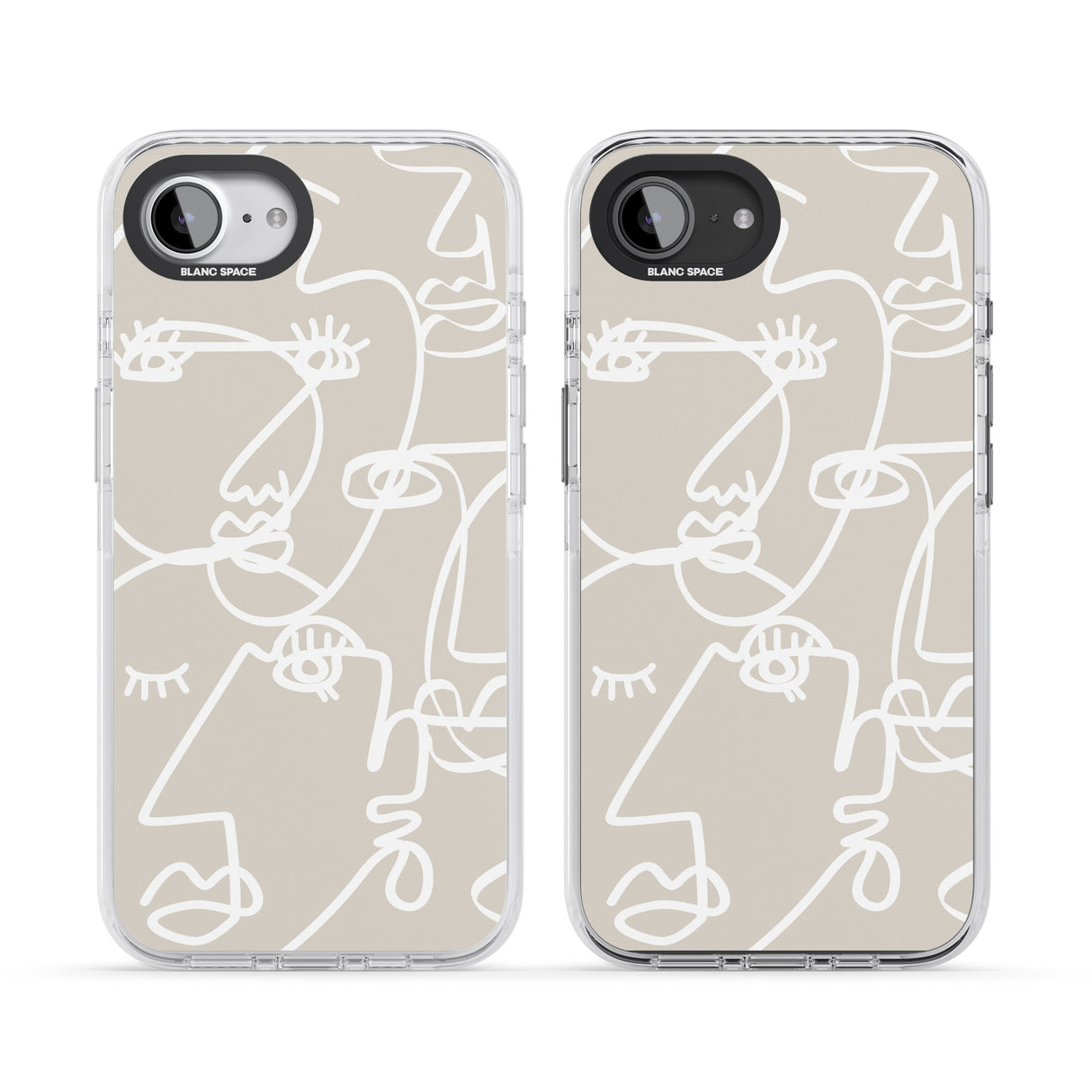 Abstract Continuous Line Faces White on Beige