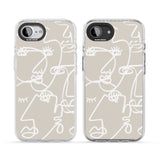 Abstract Continuous Line Faces White on Beige
