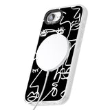 Abstract Continuous Line Faces White on Black