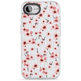 Cherry Blossoms on Blue Stripes Pattern
