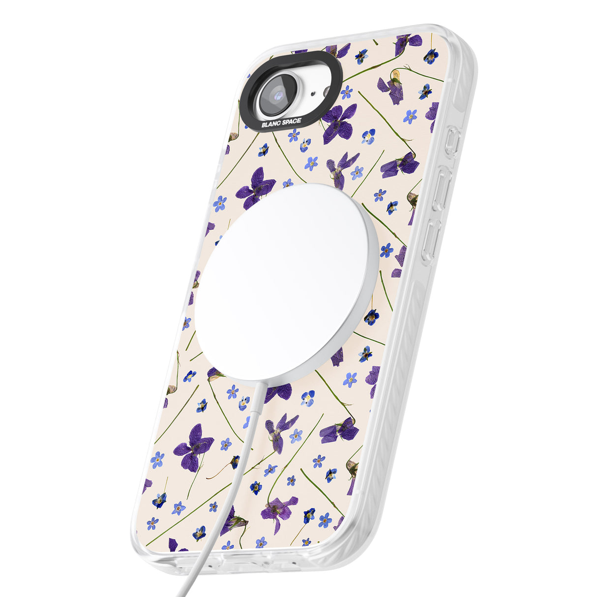 Violet Floral Pattern Design - Cream