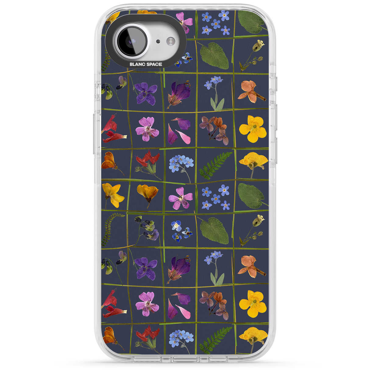 Wildflower Grid Boxes Pattern - Navy