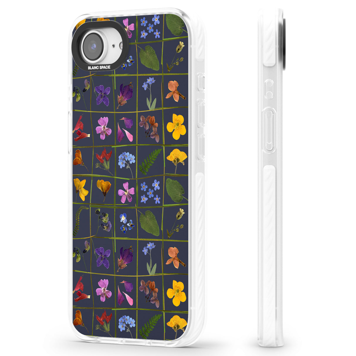 Wildflower Grid Boxes Pattern - Navy