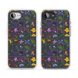 Wildflower Grid Boxes Pattern - Navy