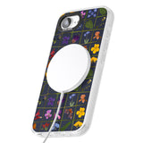 Wildflower Grid Boxes Pattern - Navy