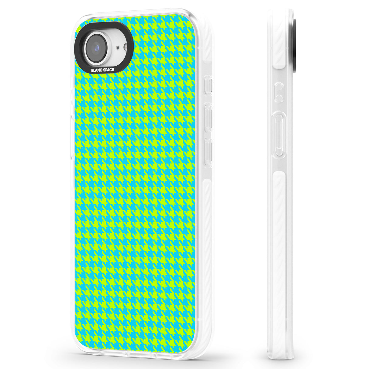 Neon Lime & Turquoise Houndstooth Pattern