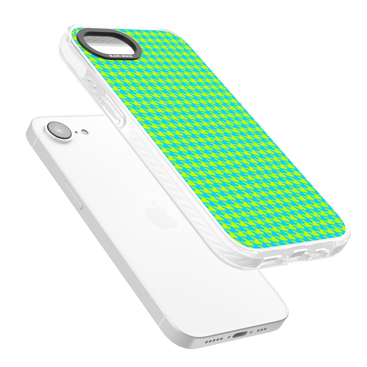 Neon Lime & Turquoise Houndstooth Pattern
