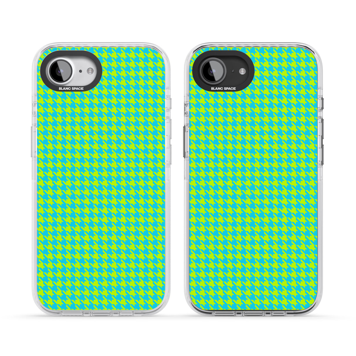 Neon Lime & Turquoise Houndstooth Pattern