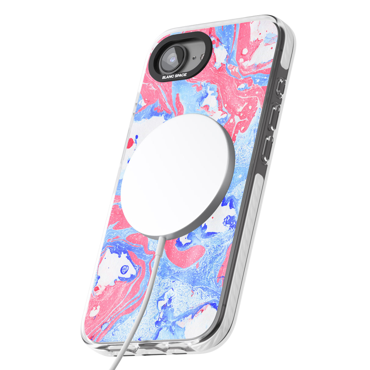 Pink, Blue & White Marbled Paper Pattern