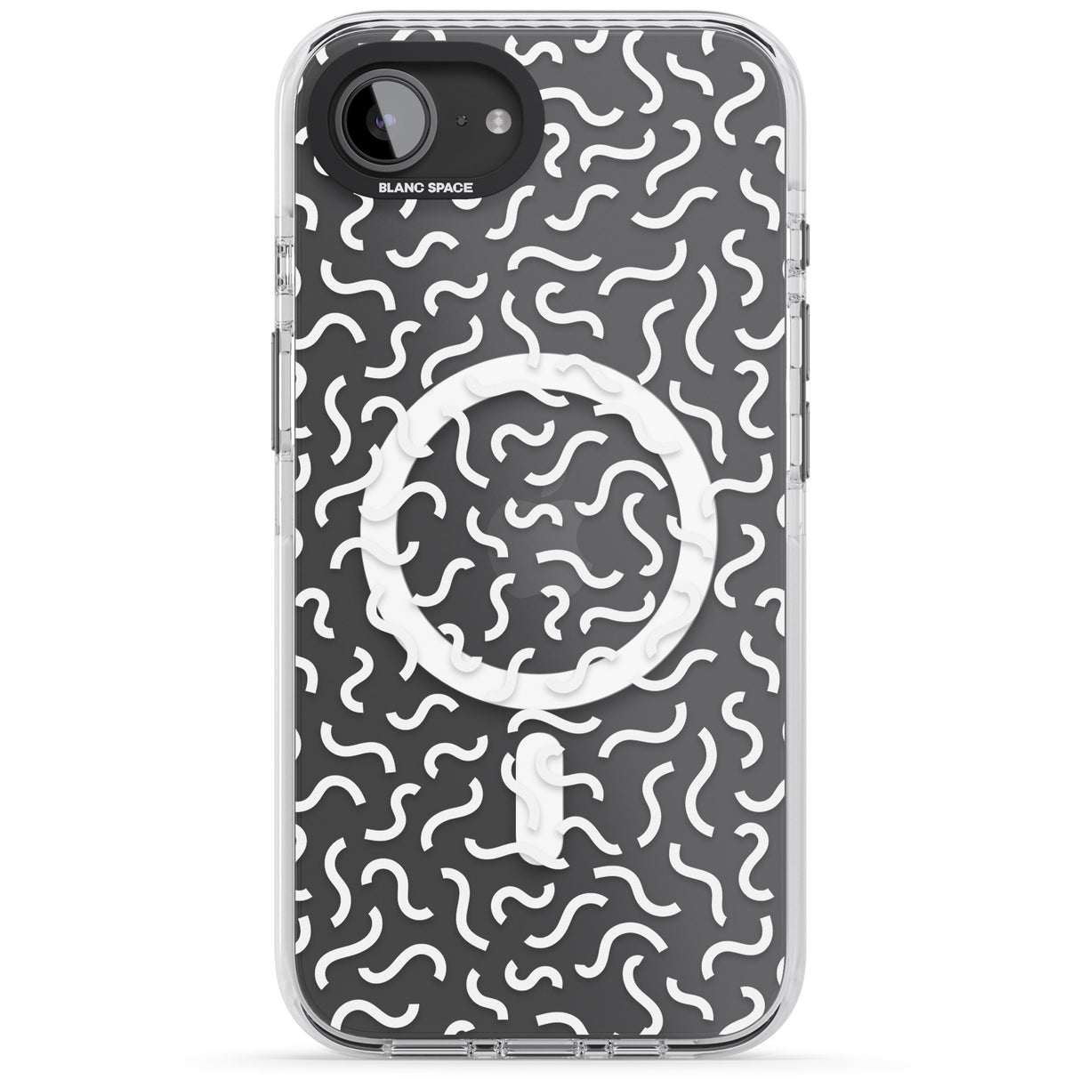 White Wavy Squiggles Memphis Retro Pattern Design