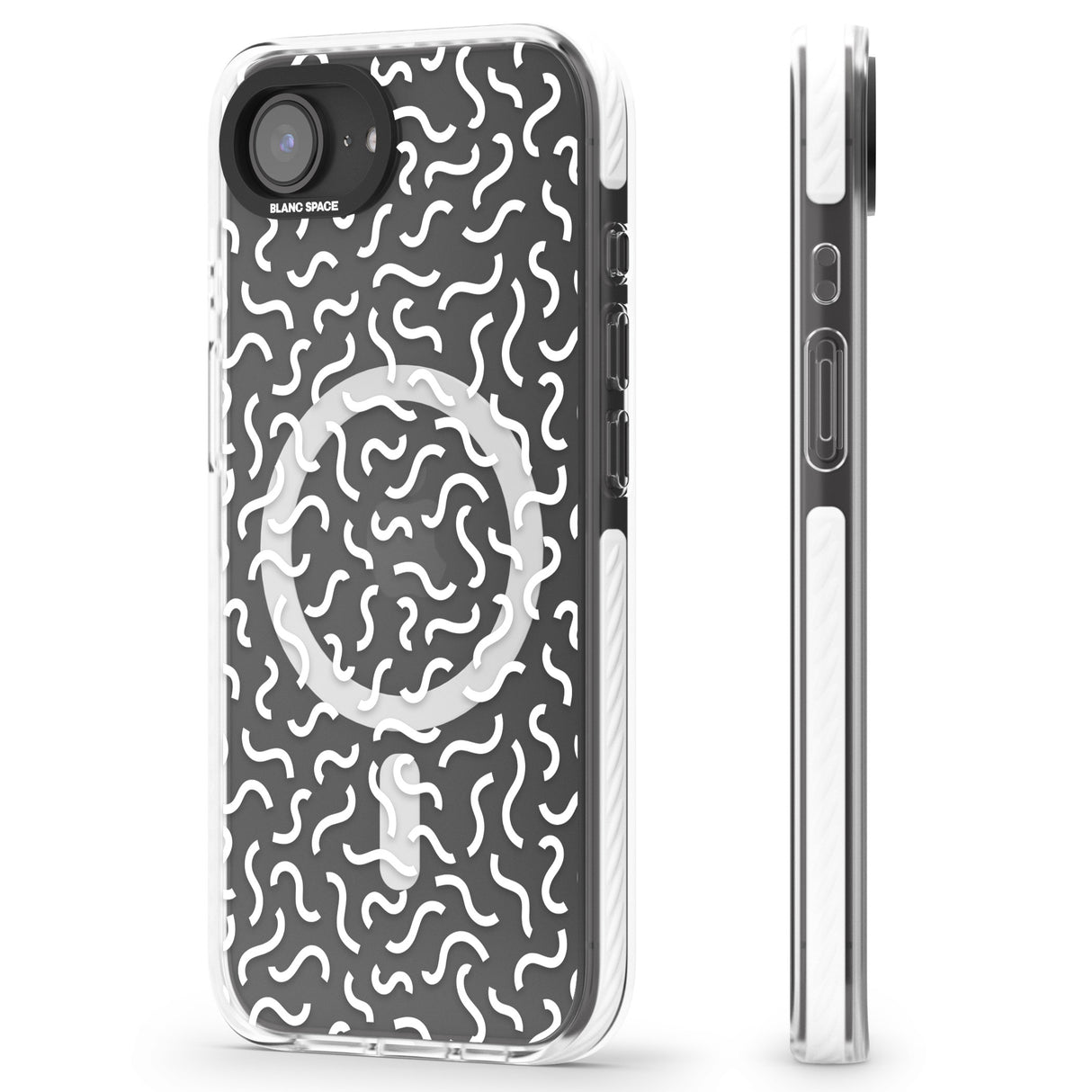 White Wavy Squiggles Memphis Retro Pattern Design