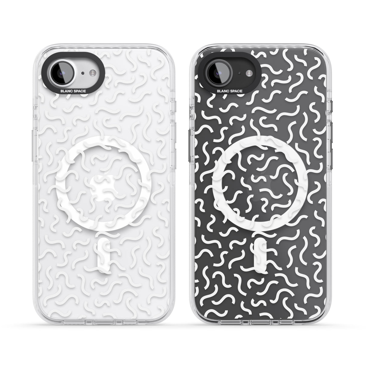 White Wavy Squiggles Memphis Retro Pattern Design