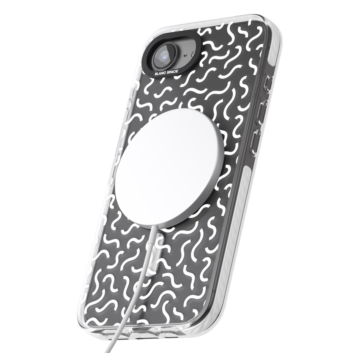 White Wavy Squiggles Memphis Retro Pattern Design