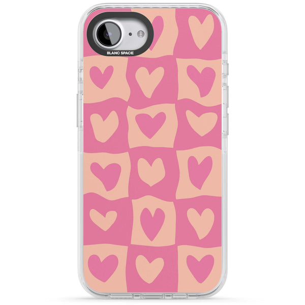 Pink Wavy Checked Hearts
