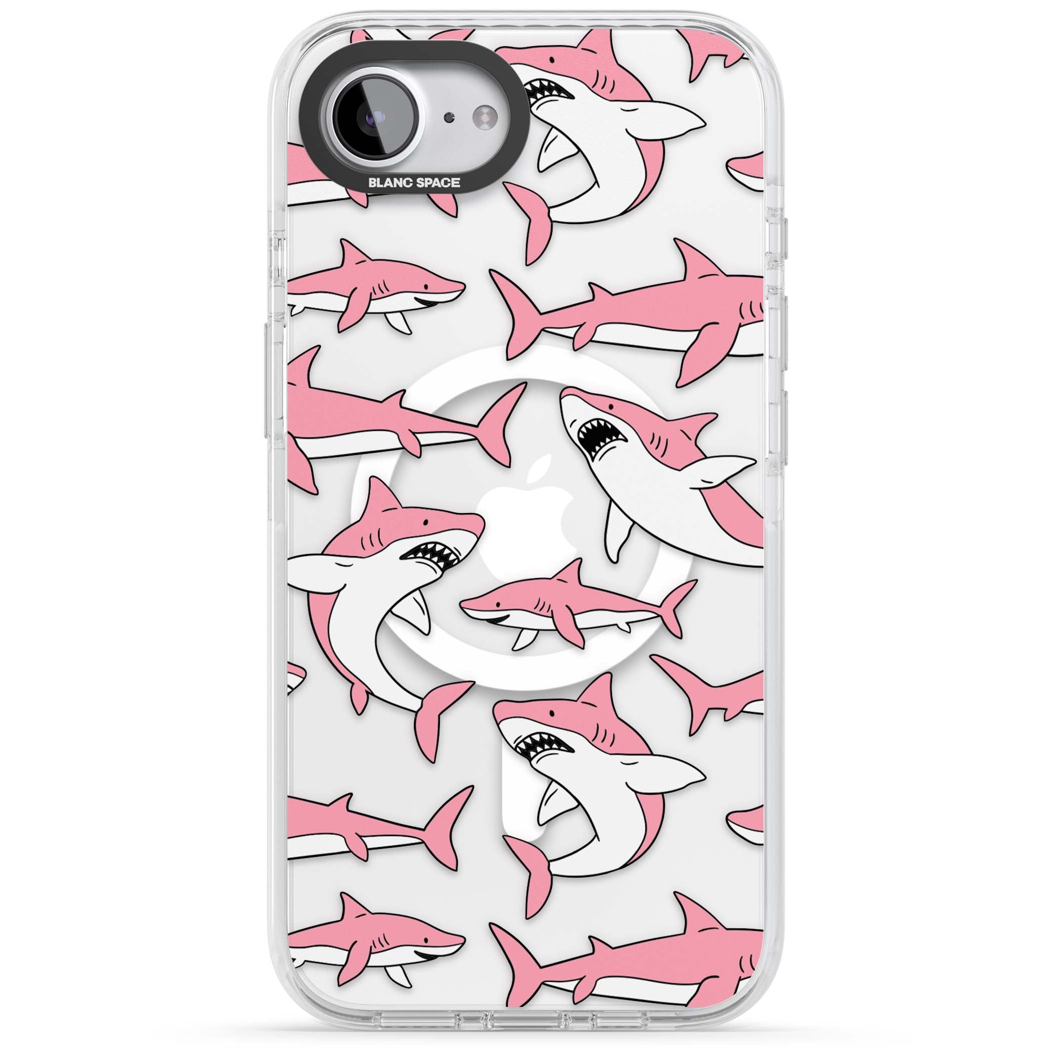 Bubblegum Sharks for her iPhone case | Impact Magsafe case for iPhone 16e, iPhone 17e