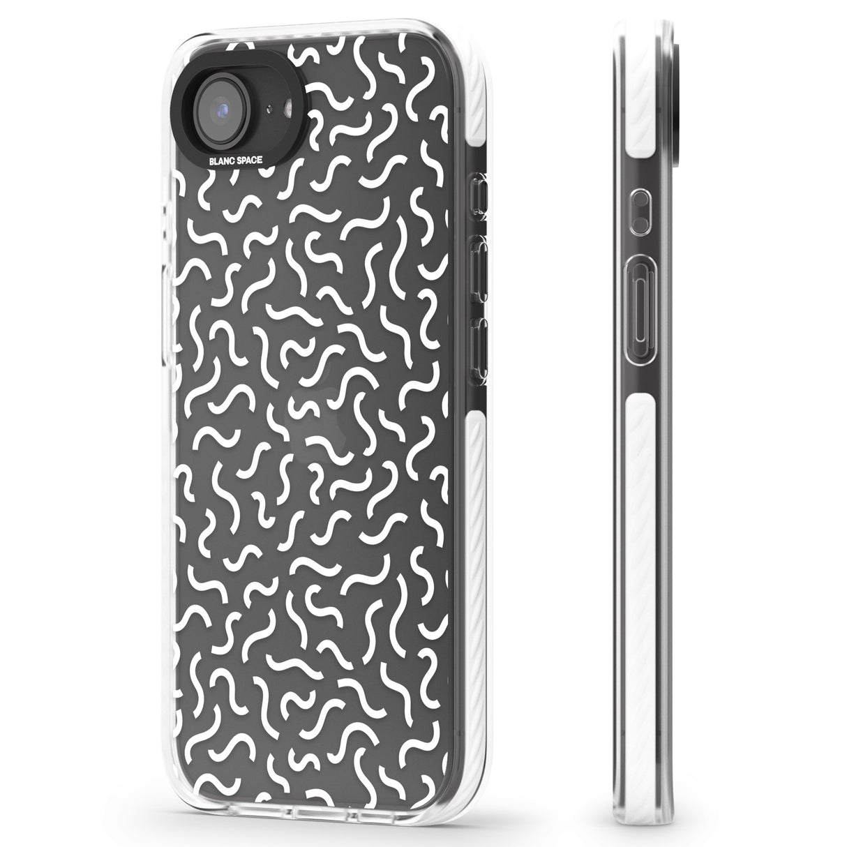 White Wavy Squiggles Memphis Retro Pattern Design