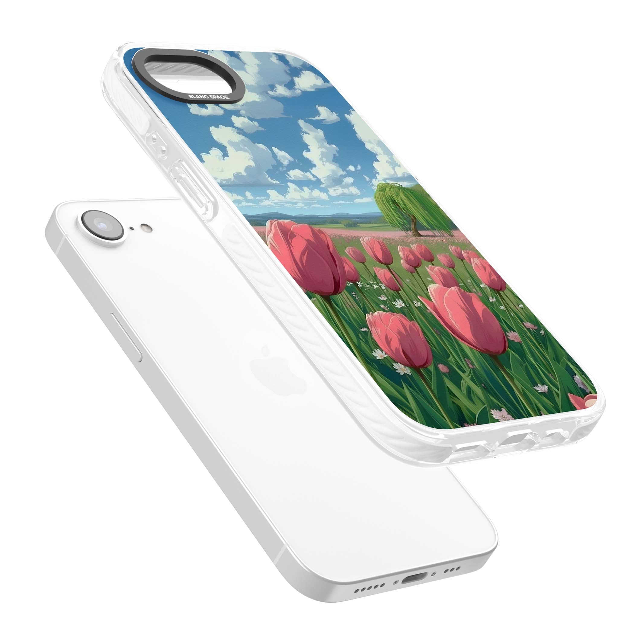 Willow By The Pink Tulips floral iPhone case | Clear Impact case for iPhone 16e, iPhone 17e