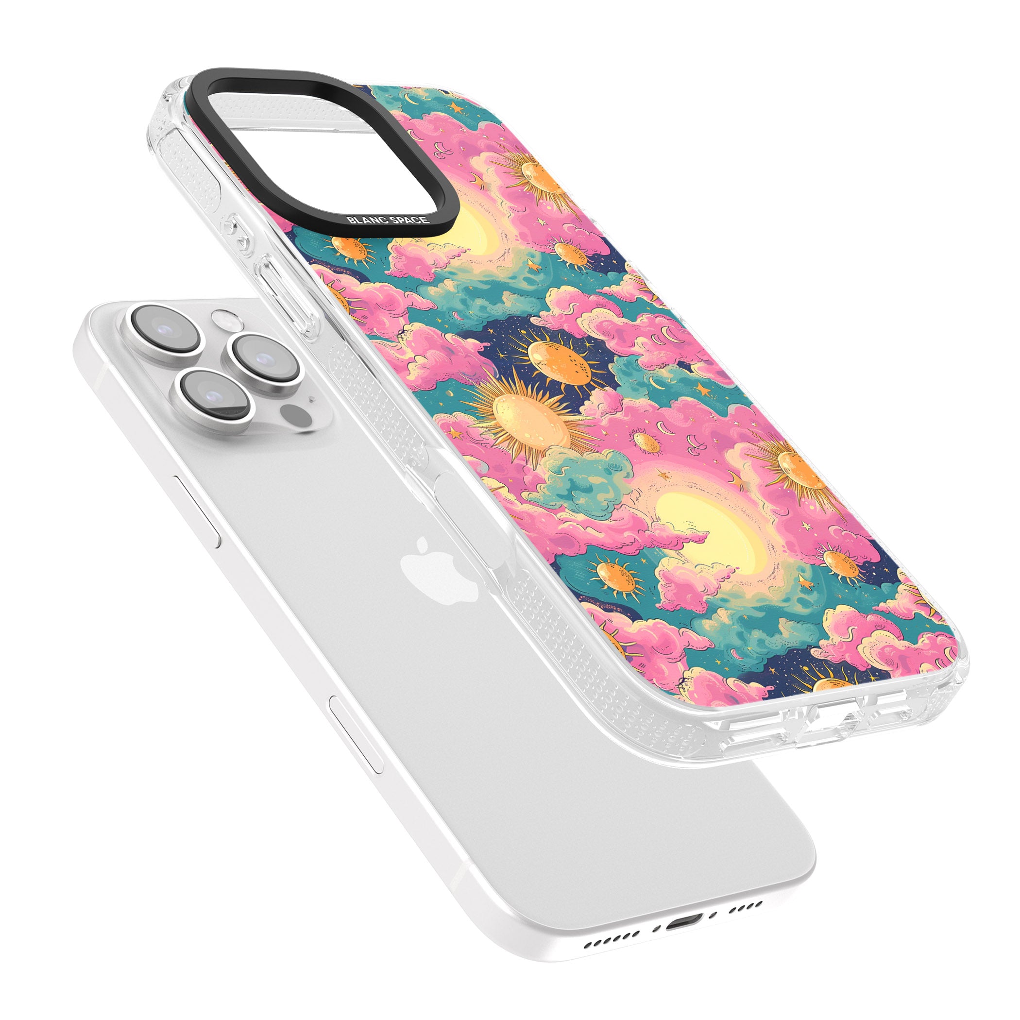 Starlight Clouds iPhone 16 Pro Max / 16 Pro Clear Case Impact Air - Blanc Space