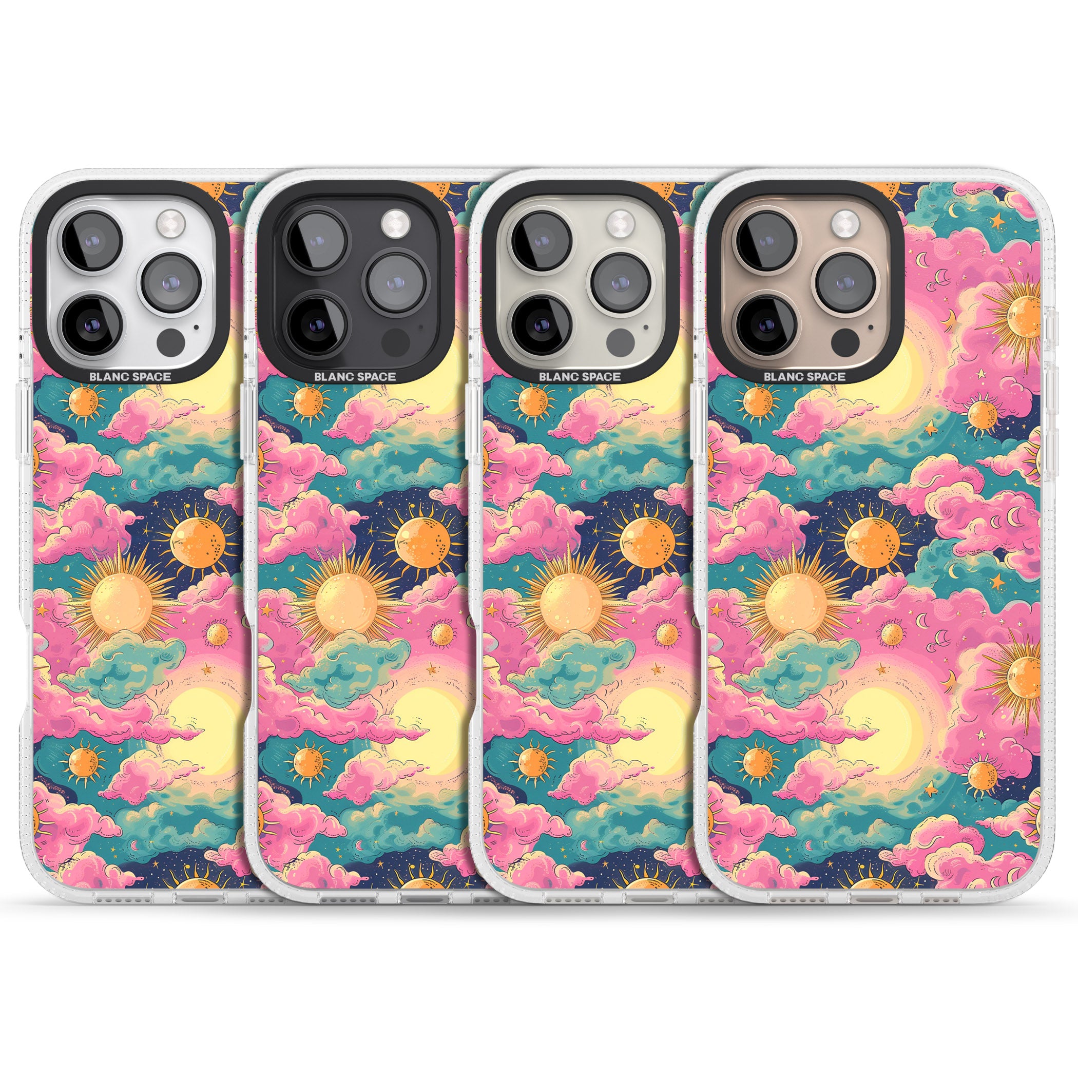 Starlight Clouds iPhone 16 Pro Max / 16 Pro Clear Case Impact Air - Blanc Space