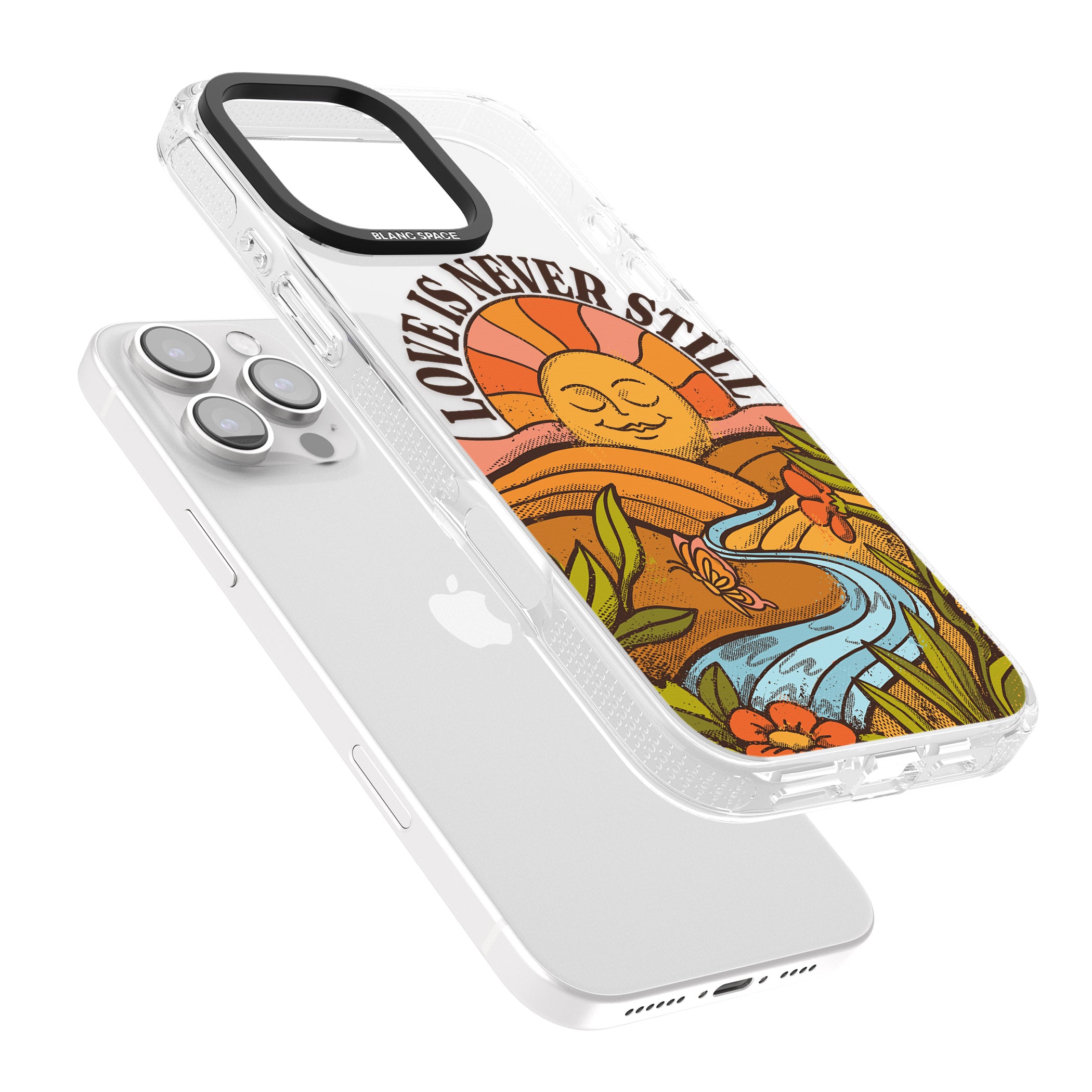 Love is Never Still iPhone 16 Pro Max / 16 Pro Clear Case Impact Air - Blanc Space