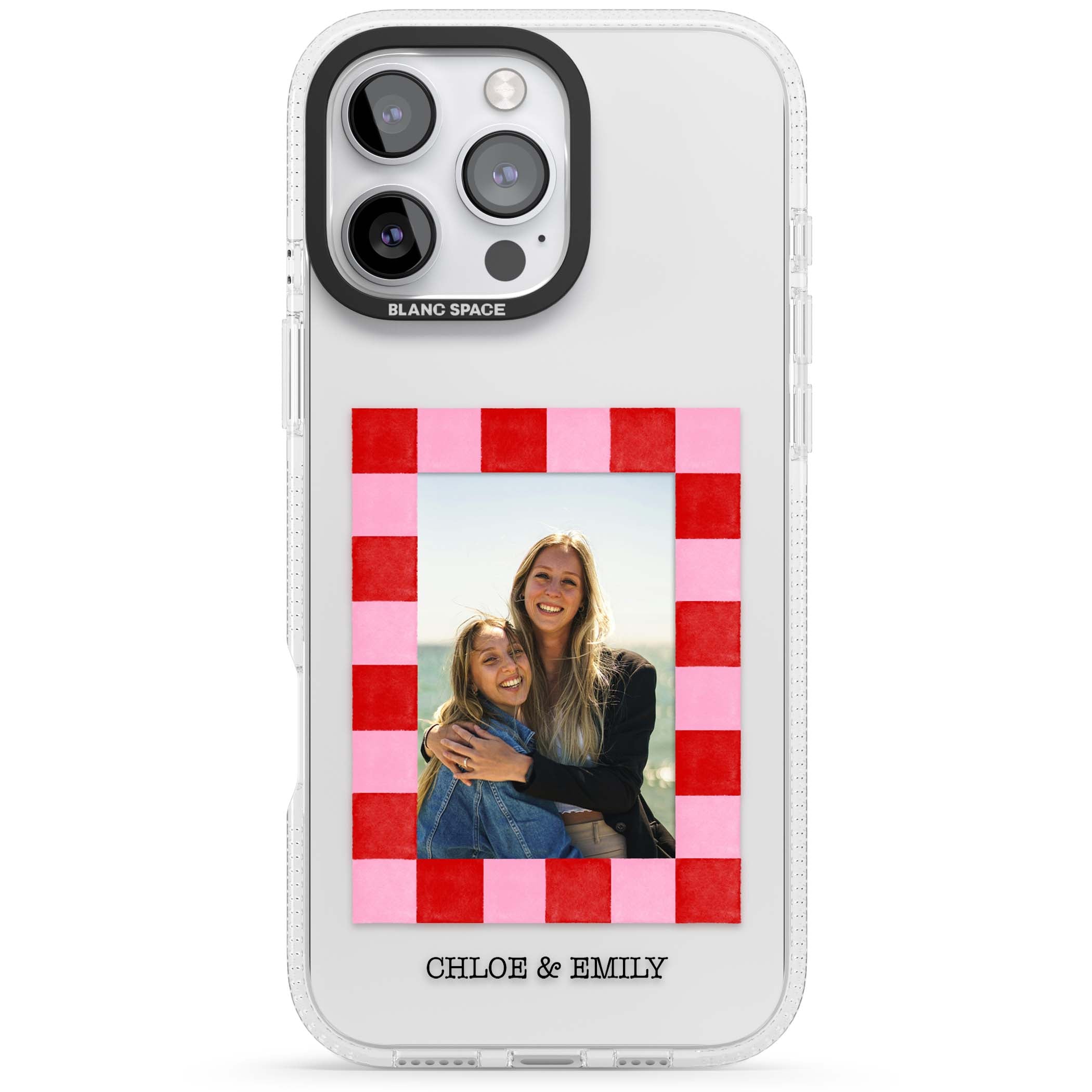 Bubblegum Check Photo for her iPhone case | Clear Case Impact Air case for iPhone 16 Pro, iPhone 16 Pro Max