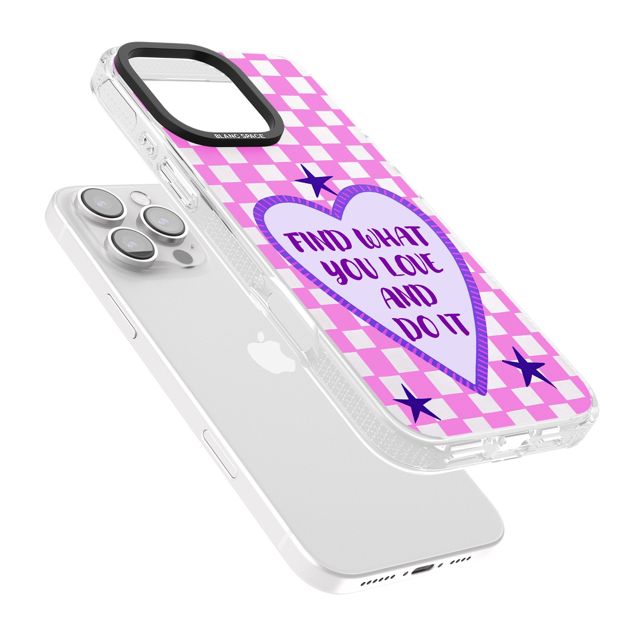 Find What You Love iPhone 16 Pro Max / 16 Pro Clear Case Impact Air - Blanc Space