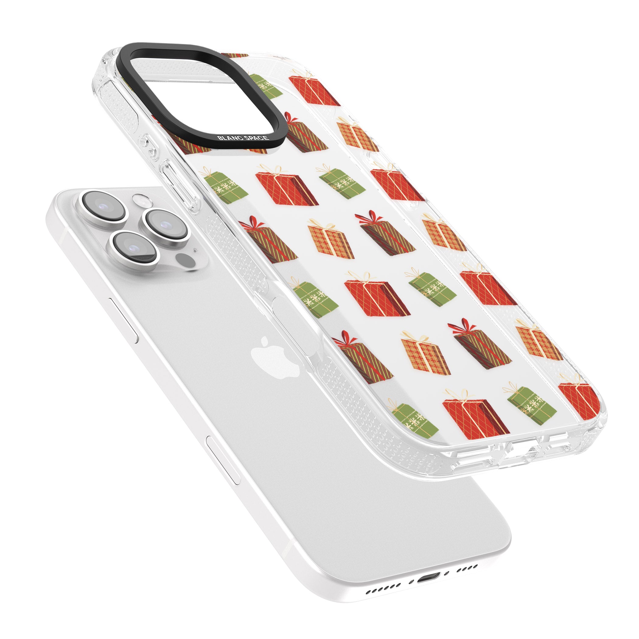 Christmas Presents Pattern iPhone 16 Pro Max / 16 Pro Clear Case Impact Air - Blanc Space
