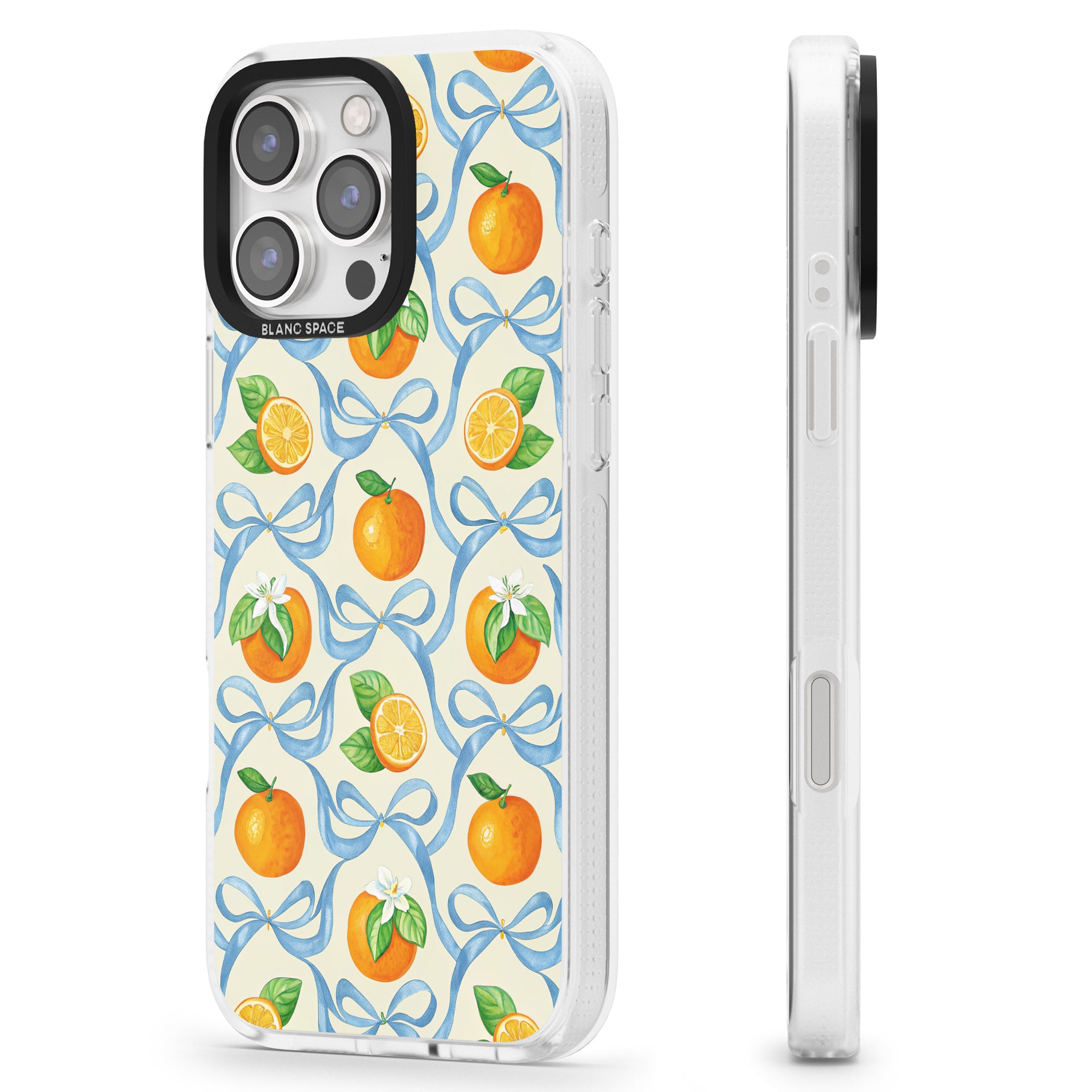 Bows & Clementines iPhone 16 Pro Max / 16 Pro Clear Case Impact Air - Blanc Space