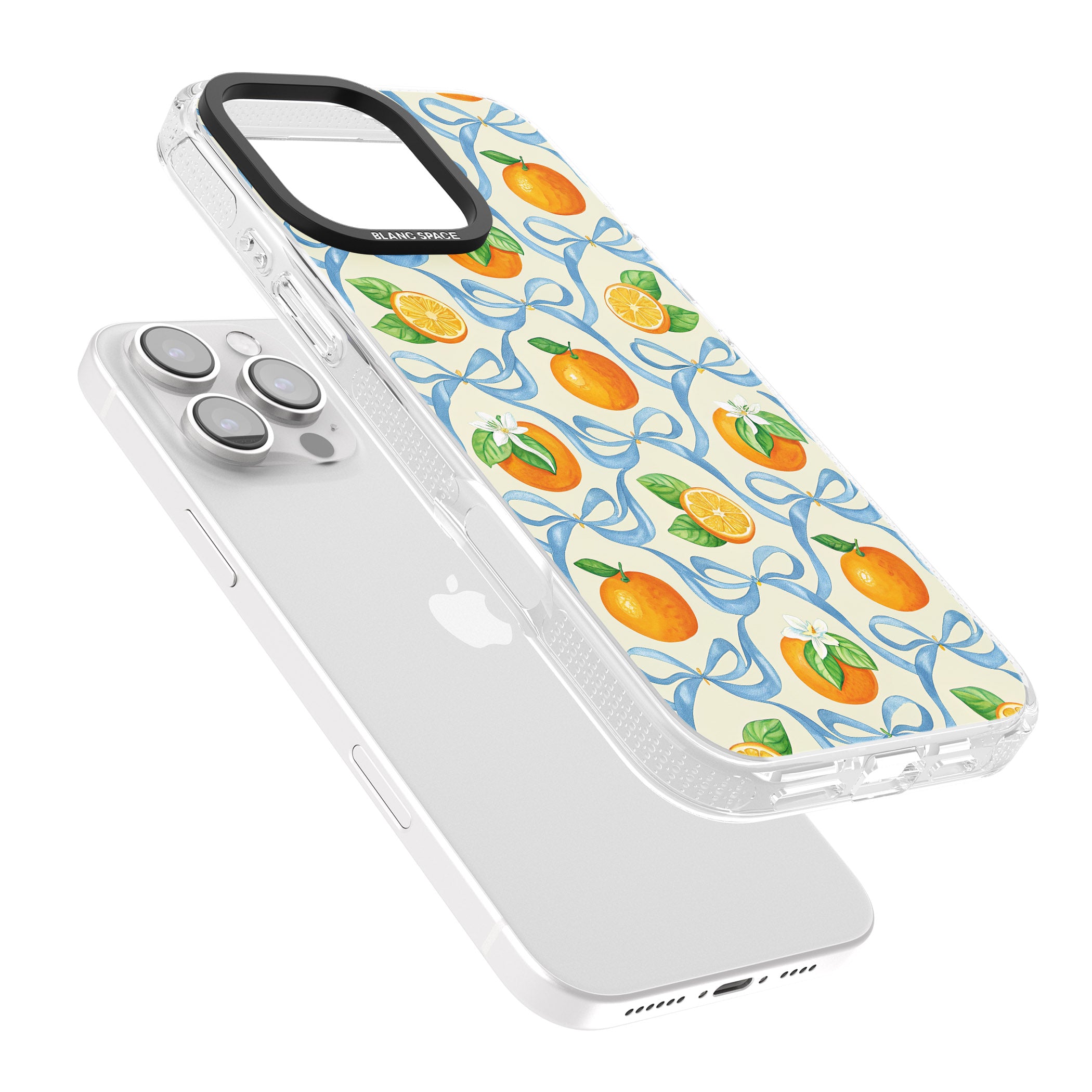 Bows & Clementines iPhone 16 Pro Max / 16 Pro Clear Case Impact Air - Blanc Space