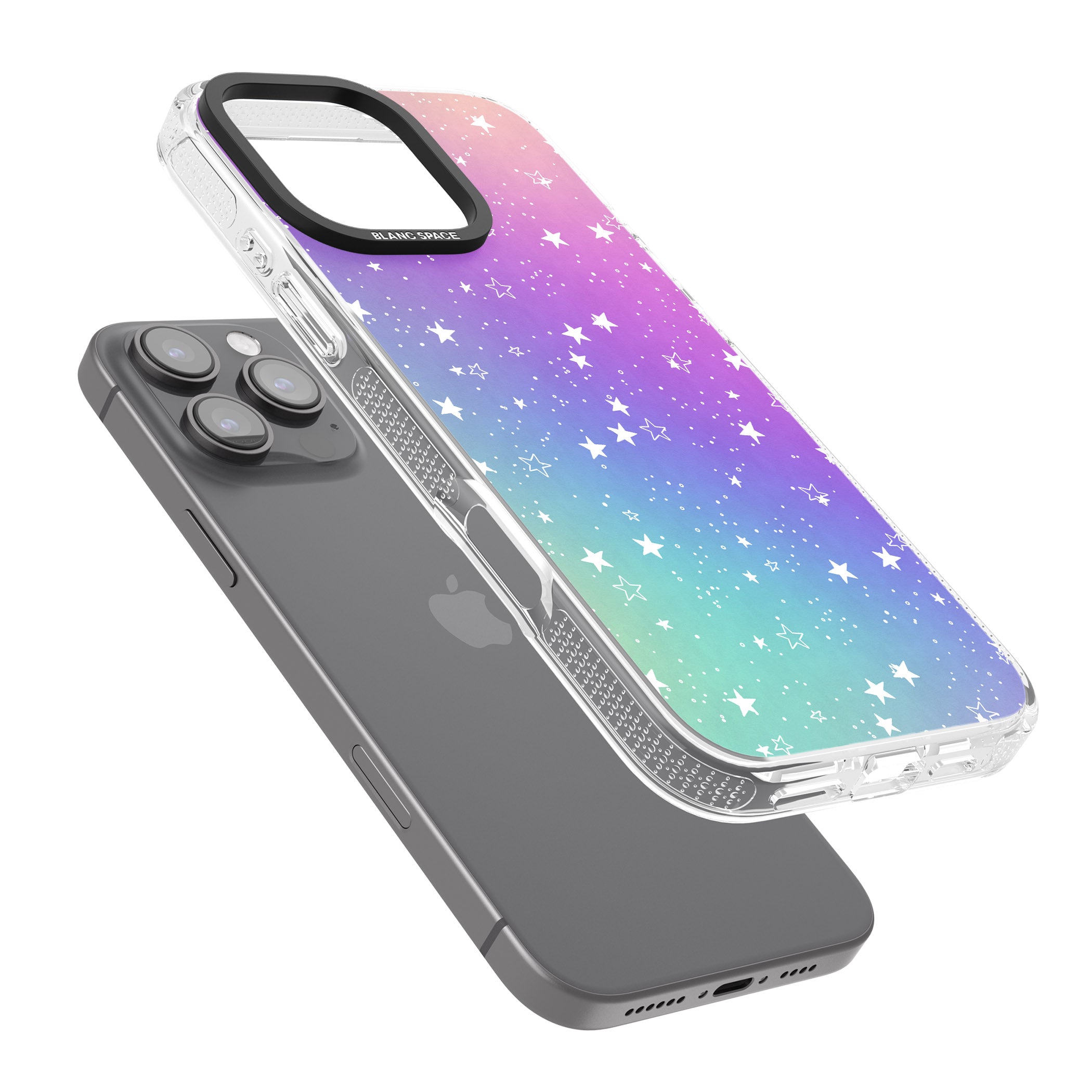 White Stars on Pastels iPhone 16 Pro Max / 16 Pro Clear Case Impact Air - Blanc Space