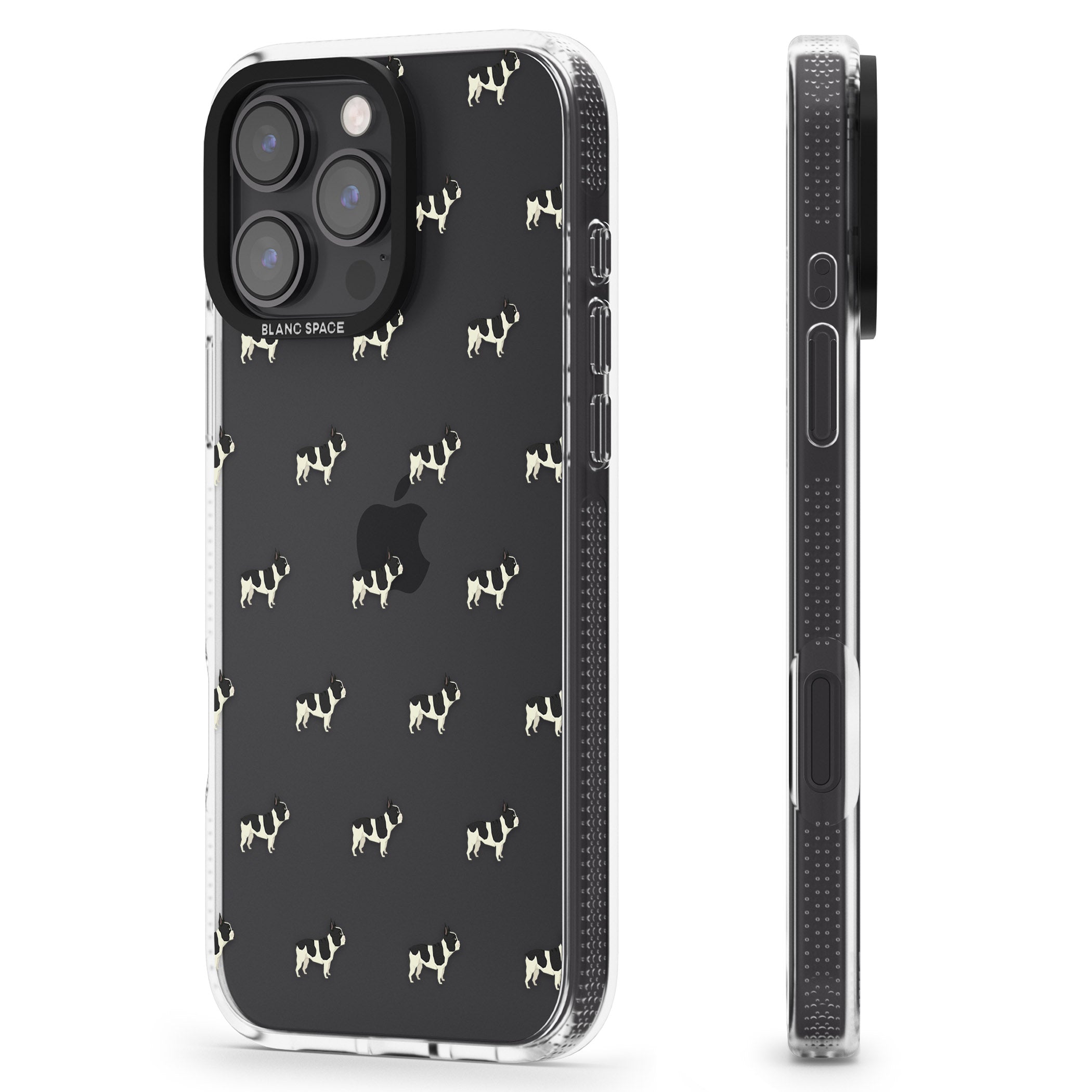 French Bulldog Dog Pattern Clear iPhone 16 Pro Max / 16 Pro Clear Case Impact Air - Blanc Space