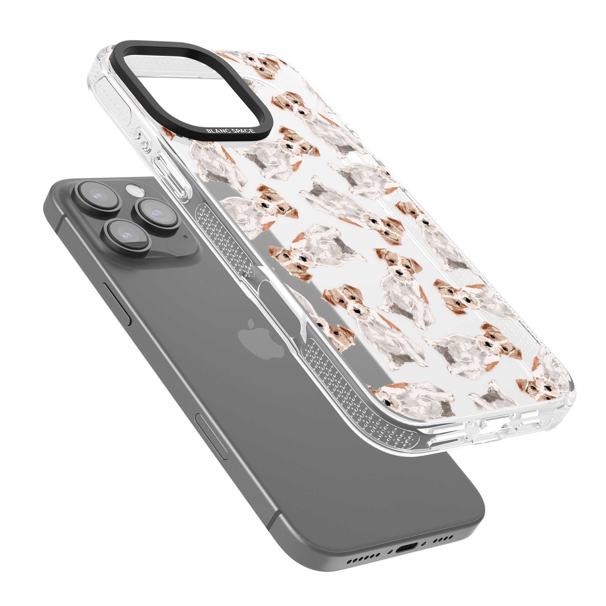 Wirehaired Jack Russell Watercolour Dog Pattern iPhone 16 Pro Max / 16 Pro Clear Case Impact Air - Blanc Space