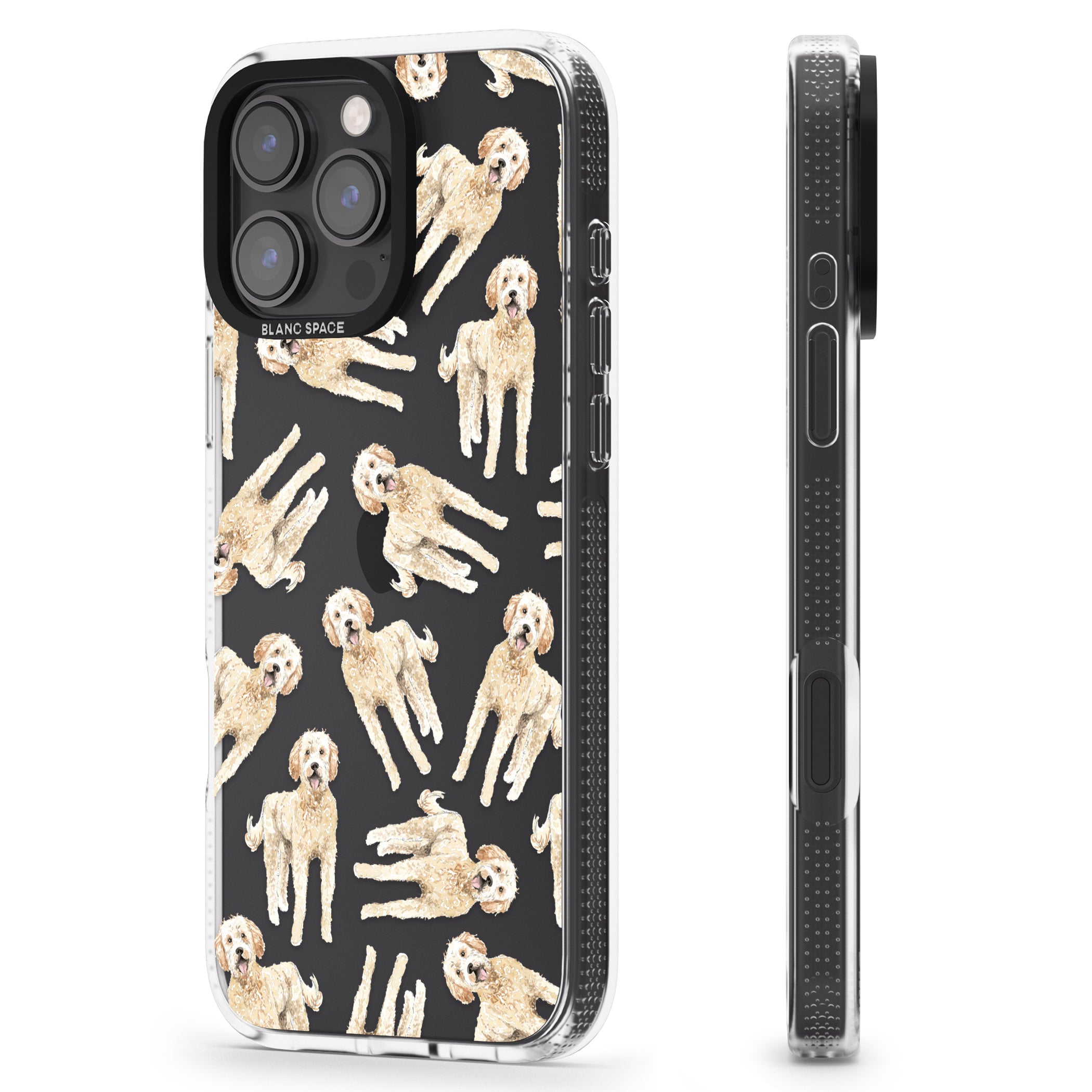 Goldendoodle Watercolour Dog Pattern iPhone 16 Pro Max / 16 Pro Clear Case Impact Air - Blanc Space