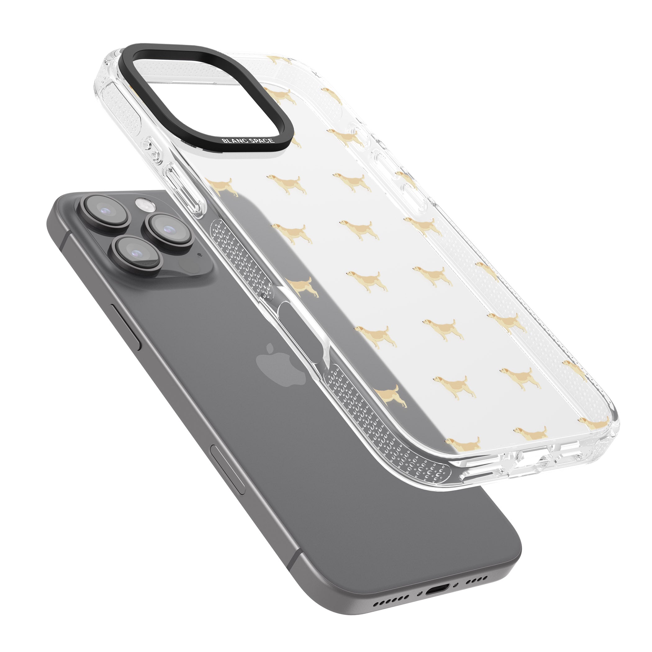 Tan Labrador Dog Pattern Clear iPhone 16 Pro Max / 16 Pro Clear Case Impact Air - Blanc Space