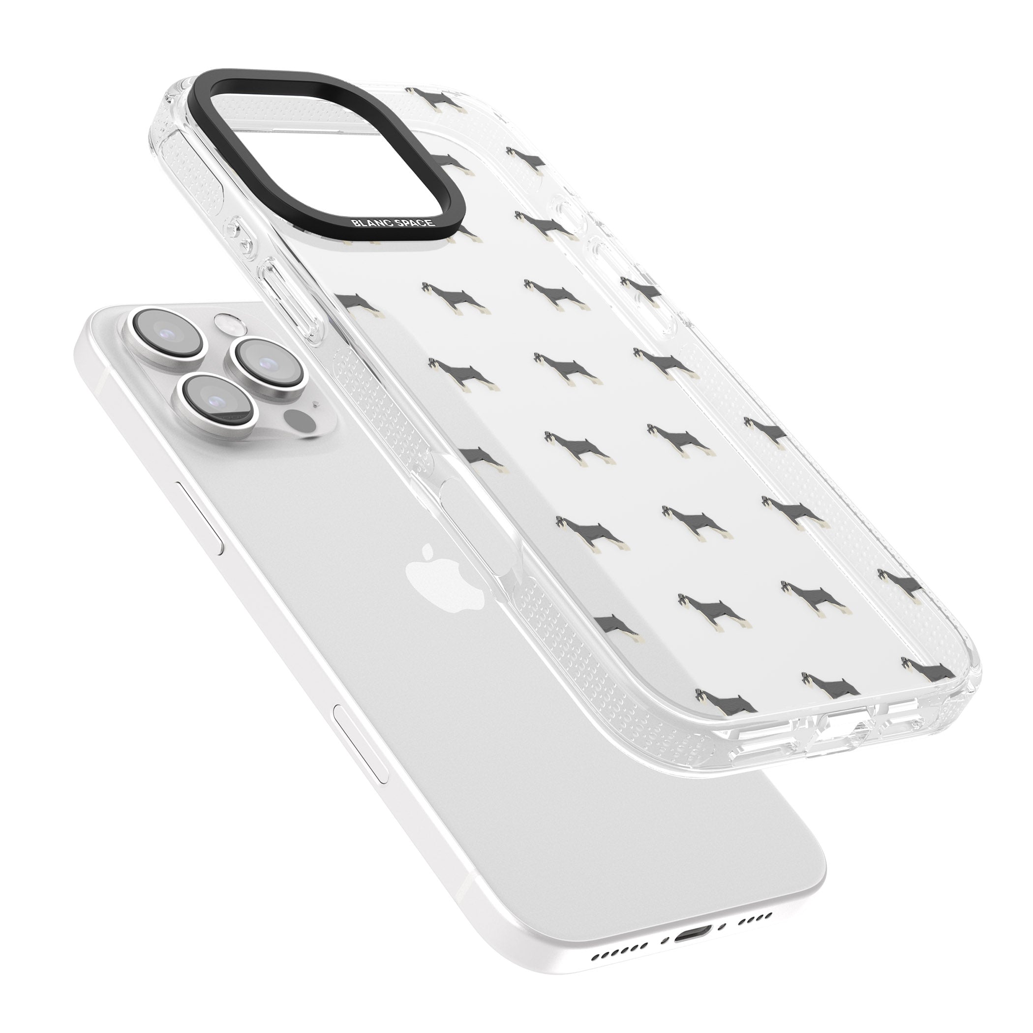 Schnauzer Dog Pattern Clear iPhone 16 Pro Max / 16 Pro Clear Case Impact Air - Blanc Space