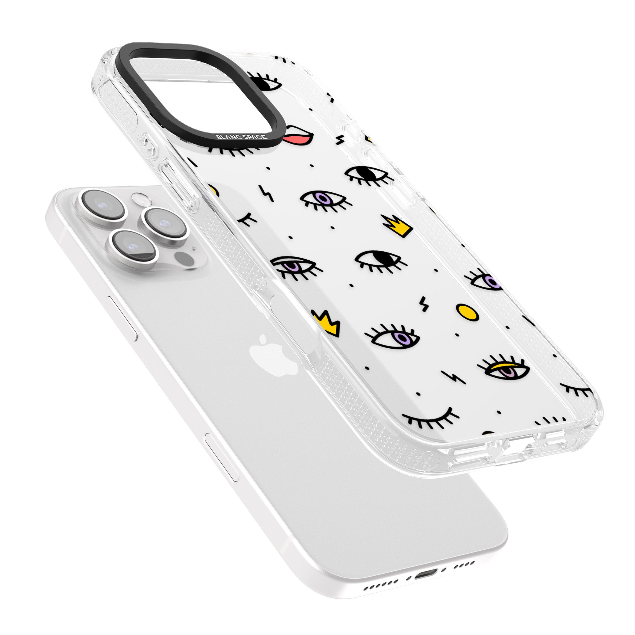 Eyes & Lips Icons iPhone 16 Pro Max / 16 Pro Clear Case Impact Air - Blanc Space