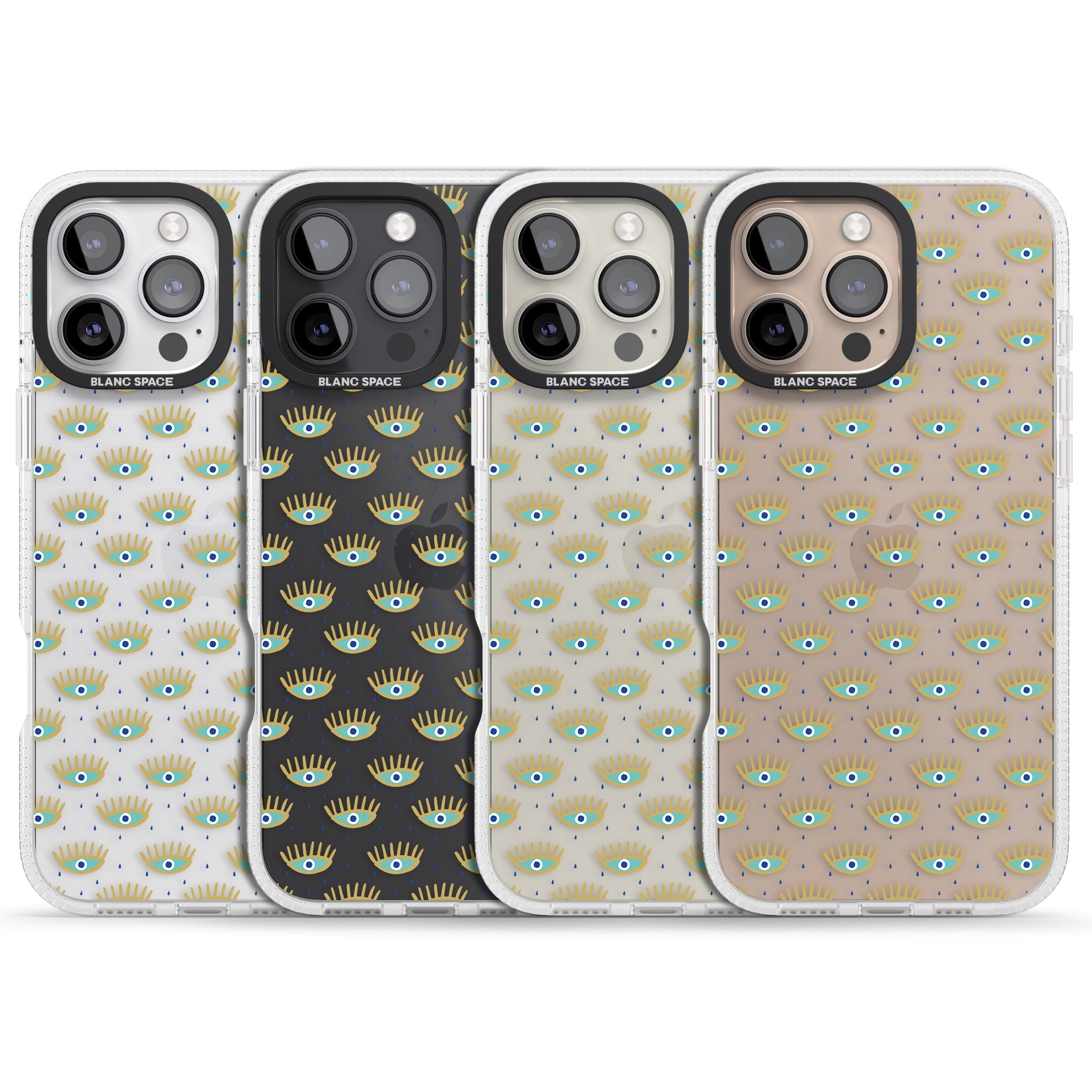 Crying Eyes (Clear) Psychedelic Eyes Pattern iPhone 16 Pro Max / 16 Pro Clear Case Impact Air - Blanc Space