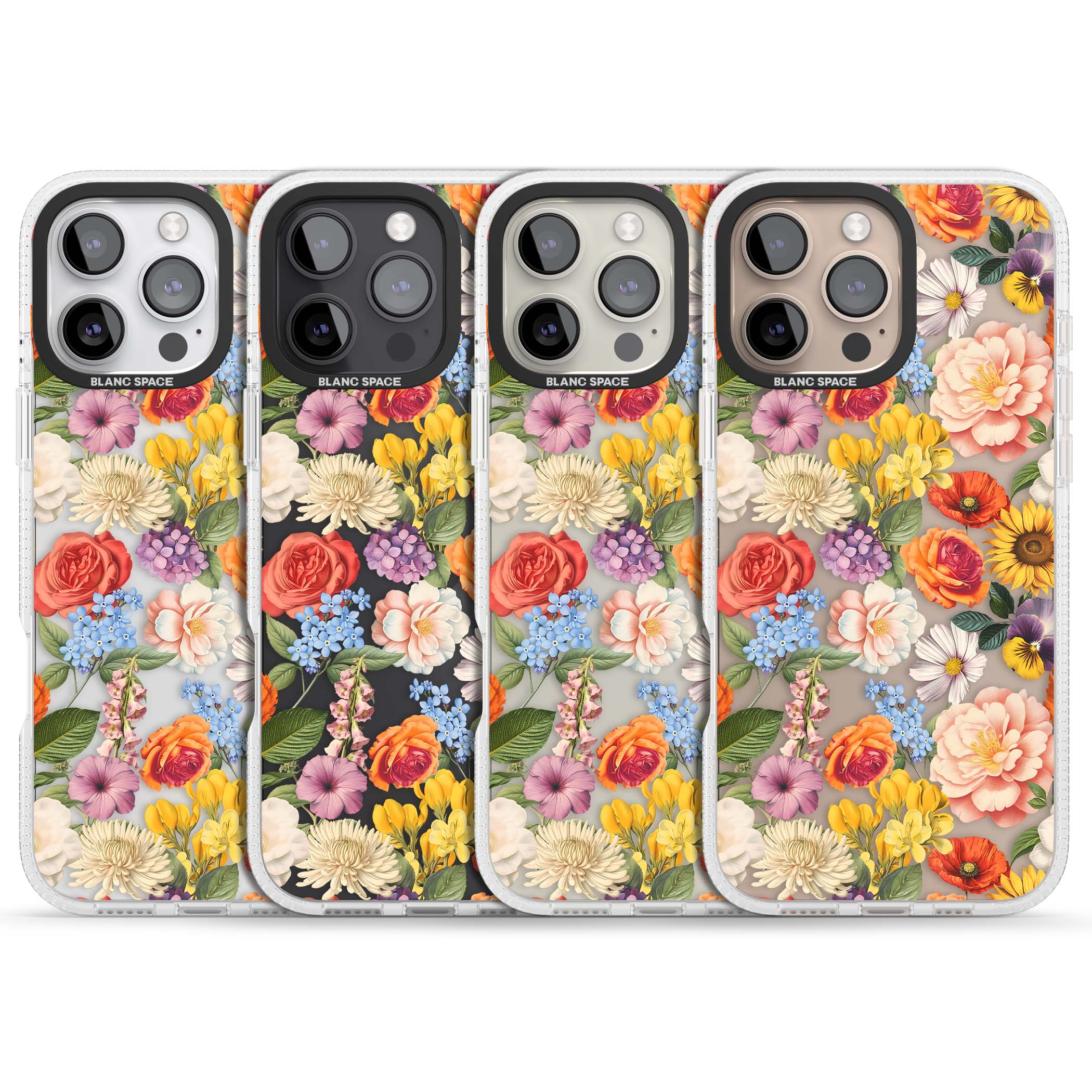 Bloom Basket floral iPhone case featuring cottage garden flowers including peonies, sunflowers, and wildflowers in pastel col | Clear Case Impact Air case for iPhone 16 Pro, iPhone 16 Pro Max