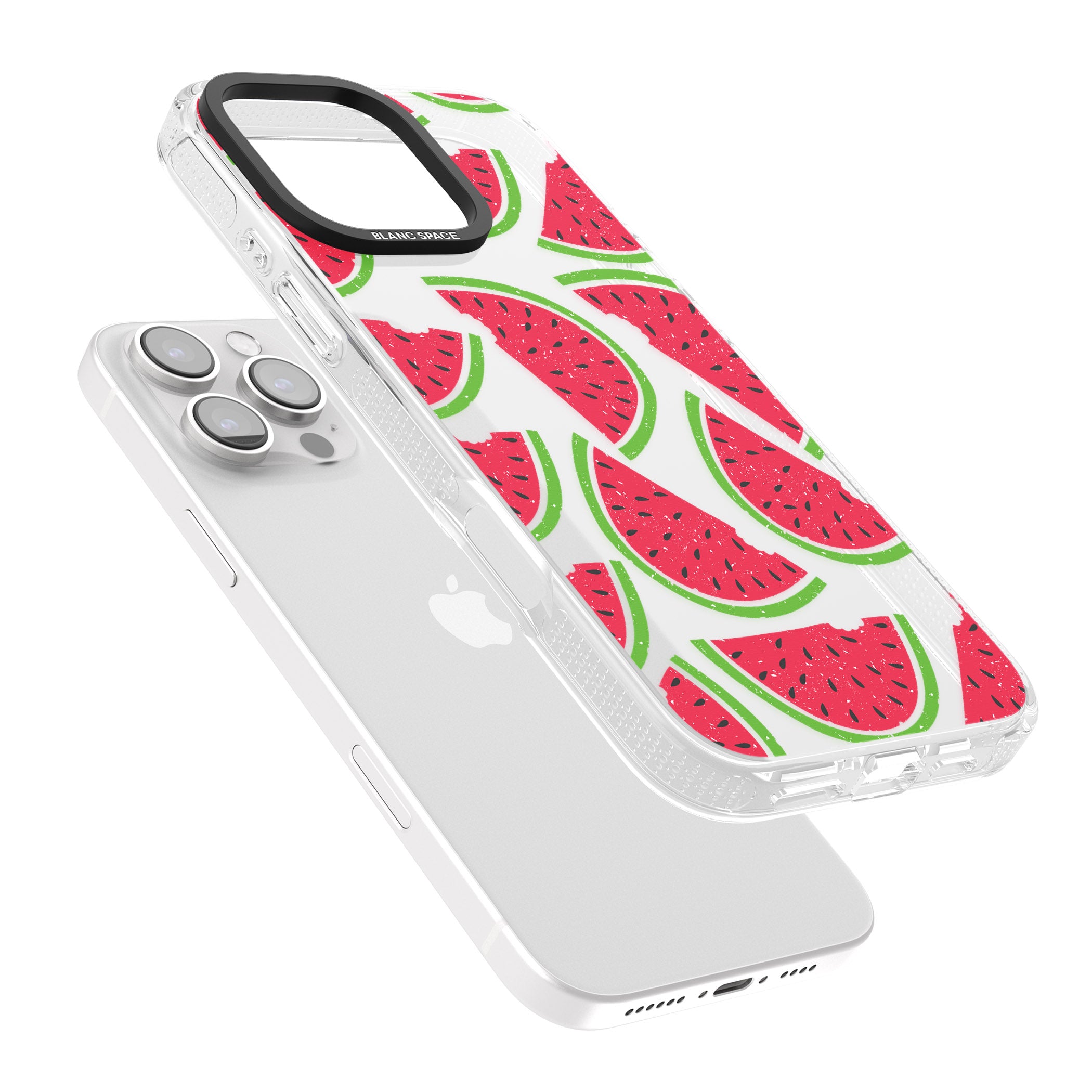 Watermelon Pattern iPhone 16 Pro Max / 16 Pro Clear Case Impact Air - Blanc Space