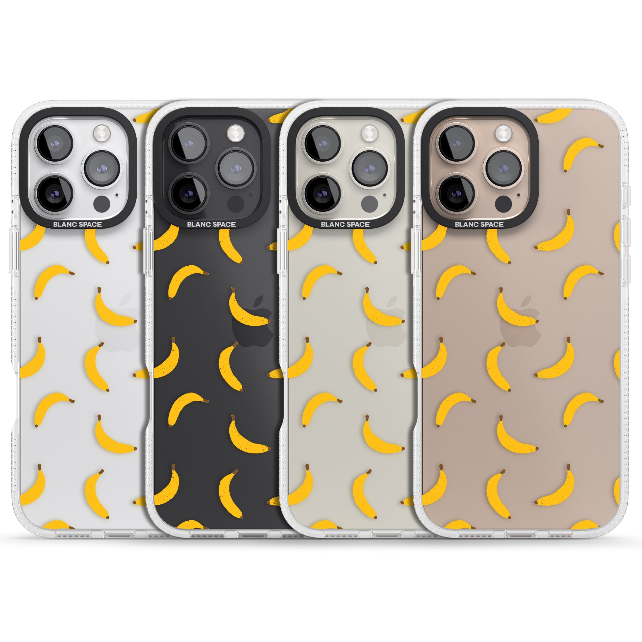 Banana Pattern iPhone 16 Pro Max / 16 Pro Clear Case Impact Air - Blanc Space