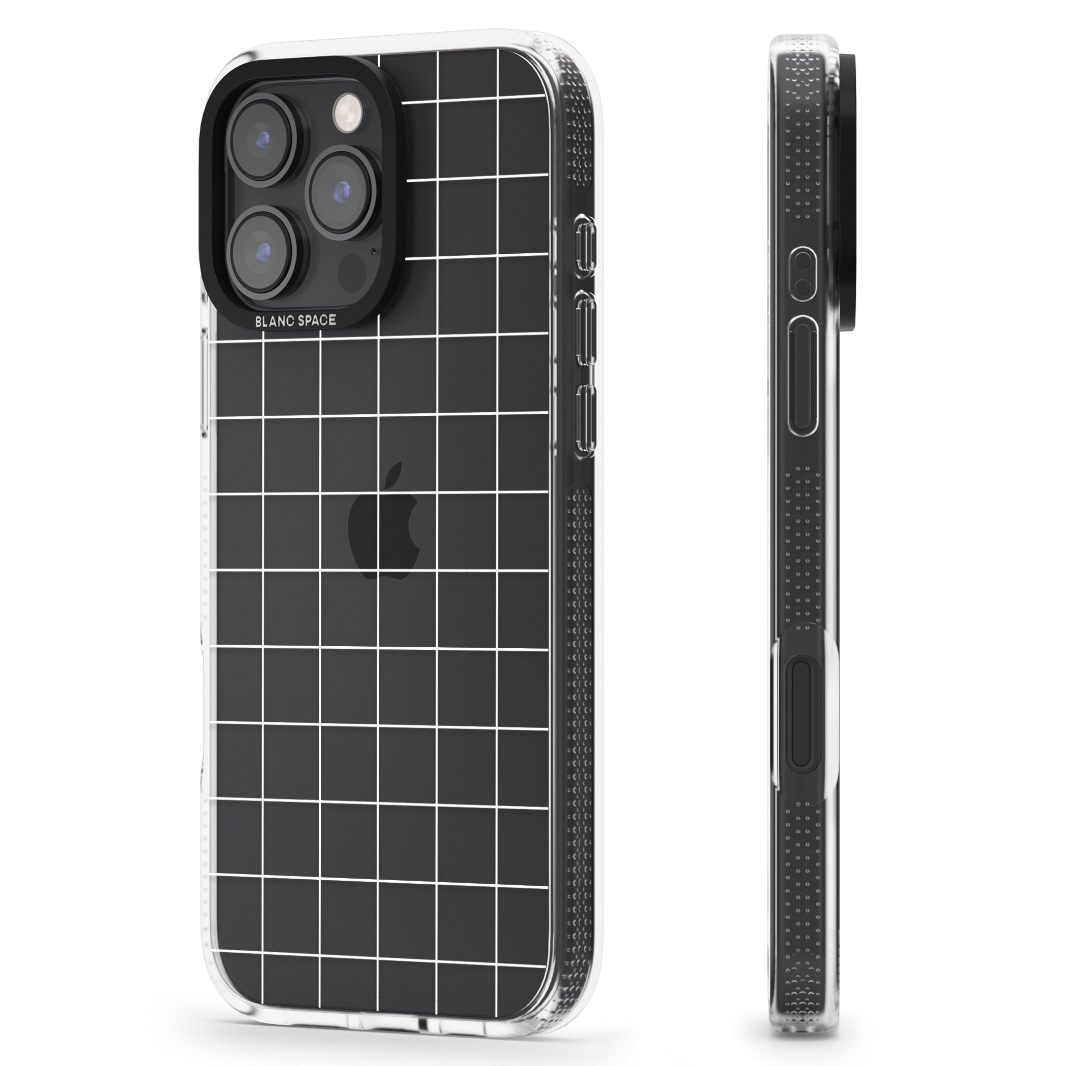 Simplistic Large Grid Pattern White (Transparent) iPhone 16 Pro Max / 16 Pro Clear Case Impact Air - Blanc Space