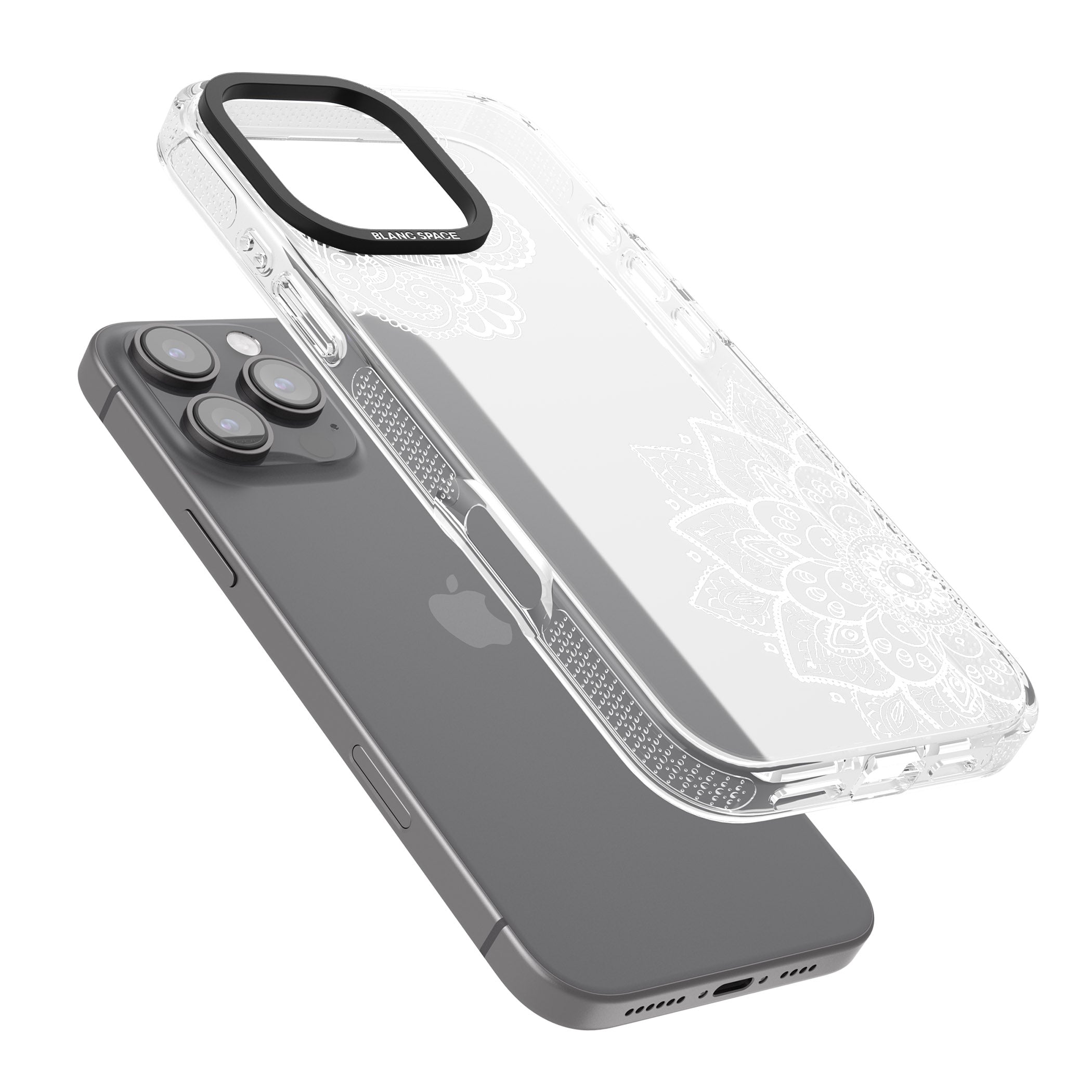 White Henna Florals iPhone 16 Pro Max / 16 Pro Clear Case Impact Air - Blanc Space