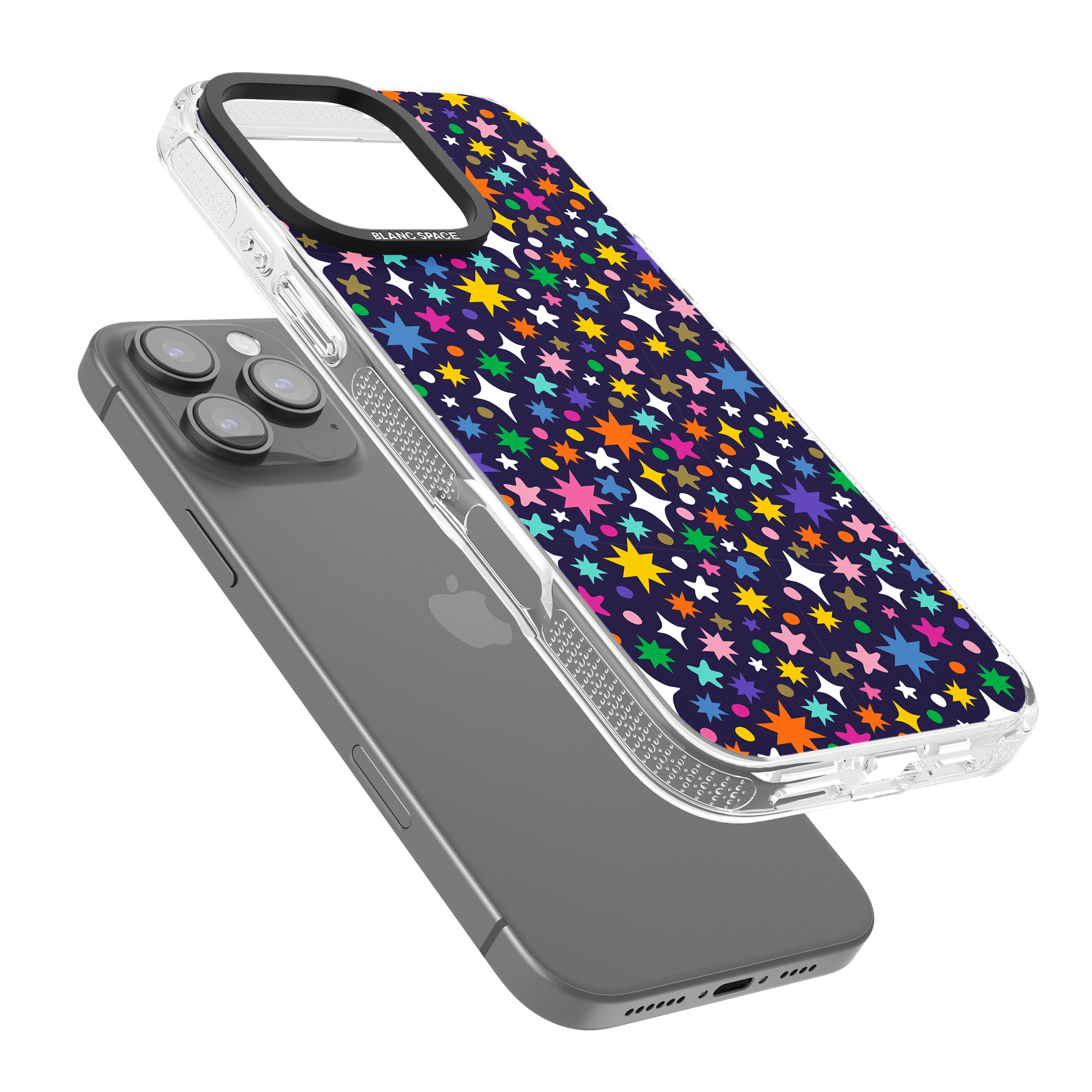Rainbow Starburst (Purple) iPhone 16 Pro Max / 16 Pro Clear Case Impact Air - Blanc Space