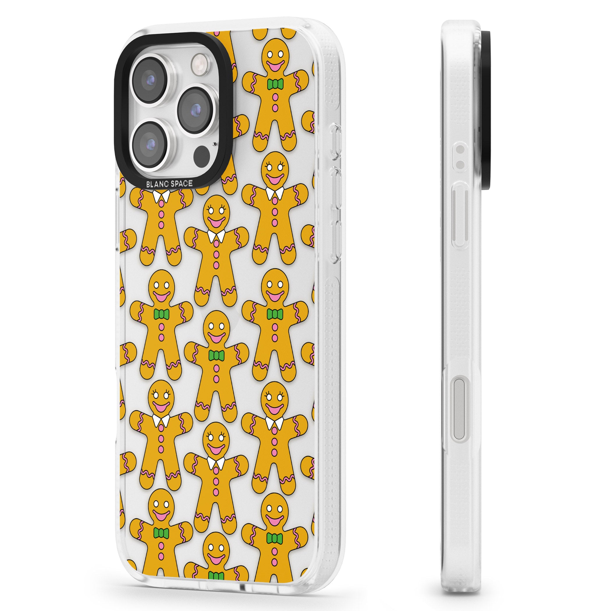 Gingerbread Cookie Pattern iPhone 16 Pro Max / 16 Pro Clear Case Impact Air - Blanc Space
