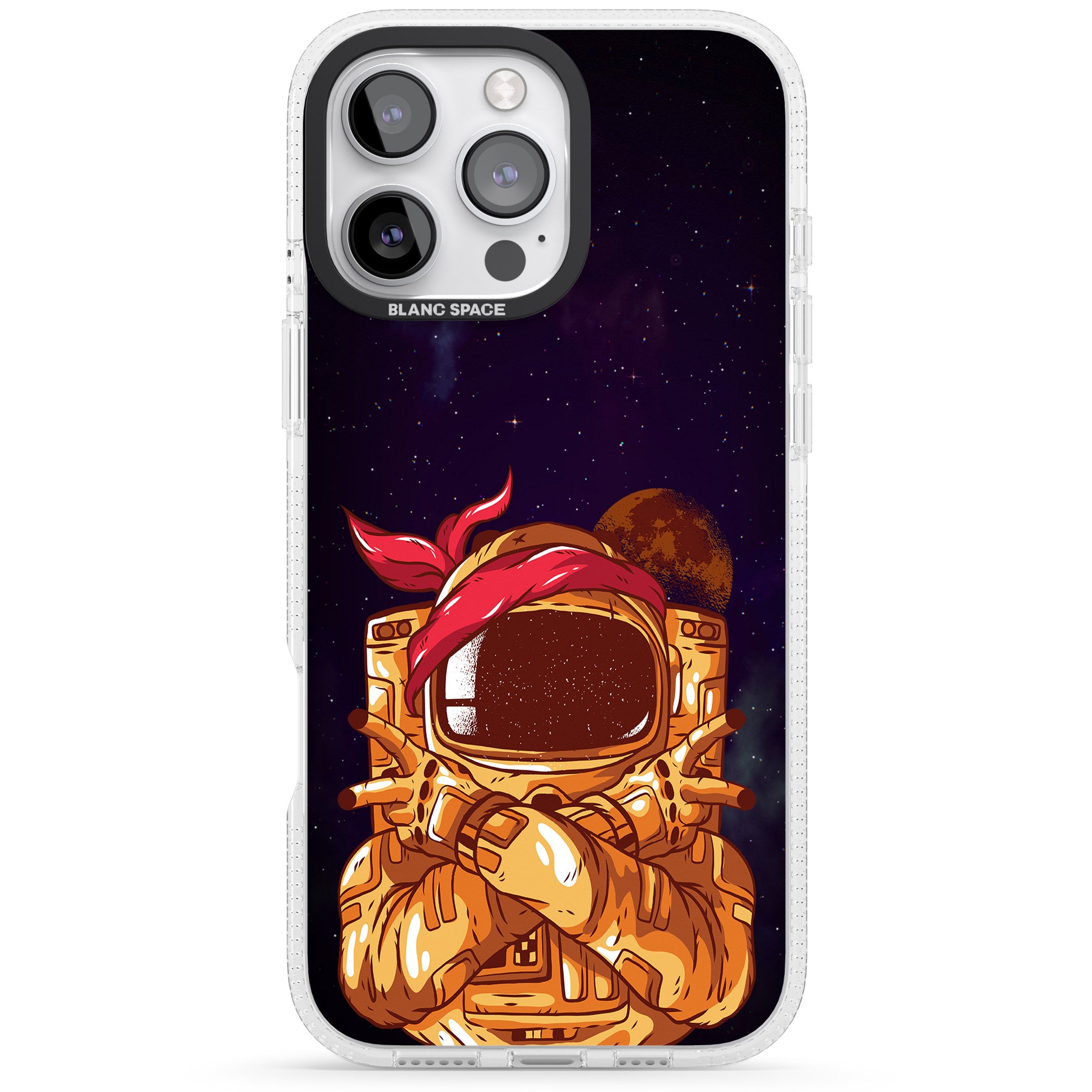 Space Gangster iPhone 16 Pro Max / 16 Pro Clear Case Impact Air - Blanc Space