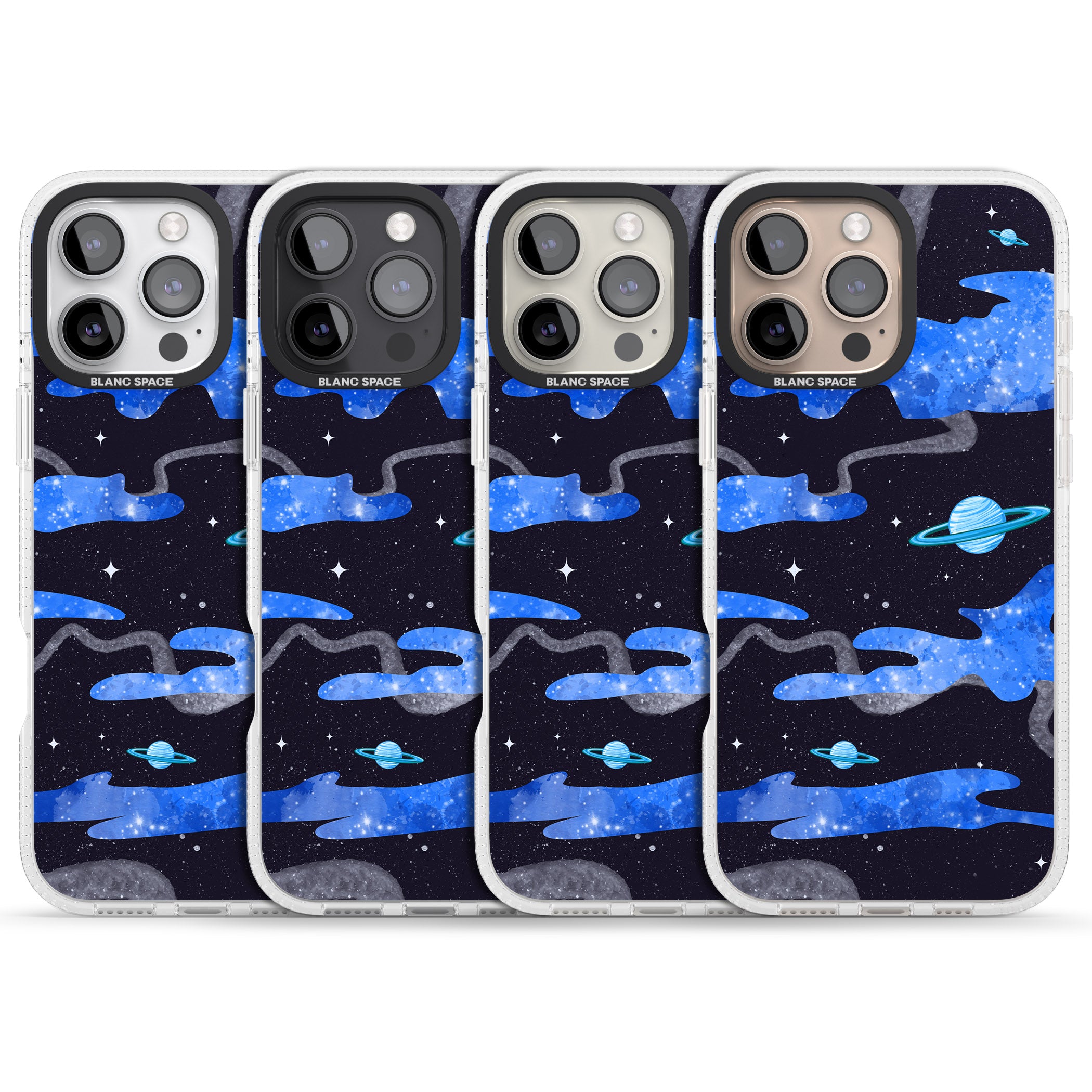 Blue Galaxy iPhone 16 Pro Max / 16 Pro Clear Case Impact Air - Blanc Space