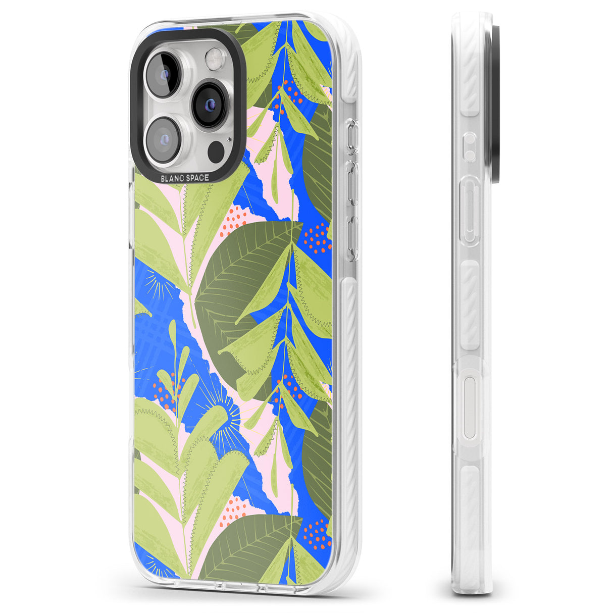 iPhone 16 Pro Max Fern Leaves Abstract Pattern Black Impact Phone Case