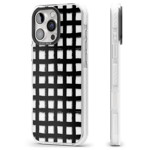 iPhone 16 Pro Max Messy Black Grid - Clear Black Impact Phone Case