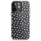 iPhone 16 Pro Max Messy White Dot Pattern Black Impact Phone Case