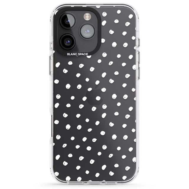 iPhone 16 Pro Max Messy White Dot Pattern Black Impact Phone Case